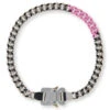 Colored Links Buckle Necklace - Silver/Pink -Fashion Clothing Store 1017 ALYX 9SM Colored Links Buckle Necklace Silver Pink AAUJW0078OT03 MTY0004 11 24 21 FEATURE 01copy