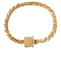 Cubix Chain Necklace W/ Fixed Buckle - Gold Shiny