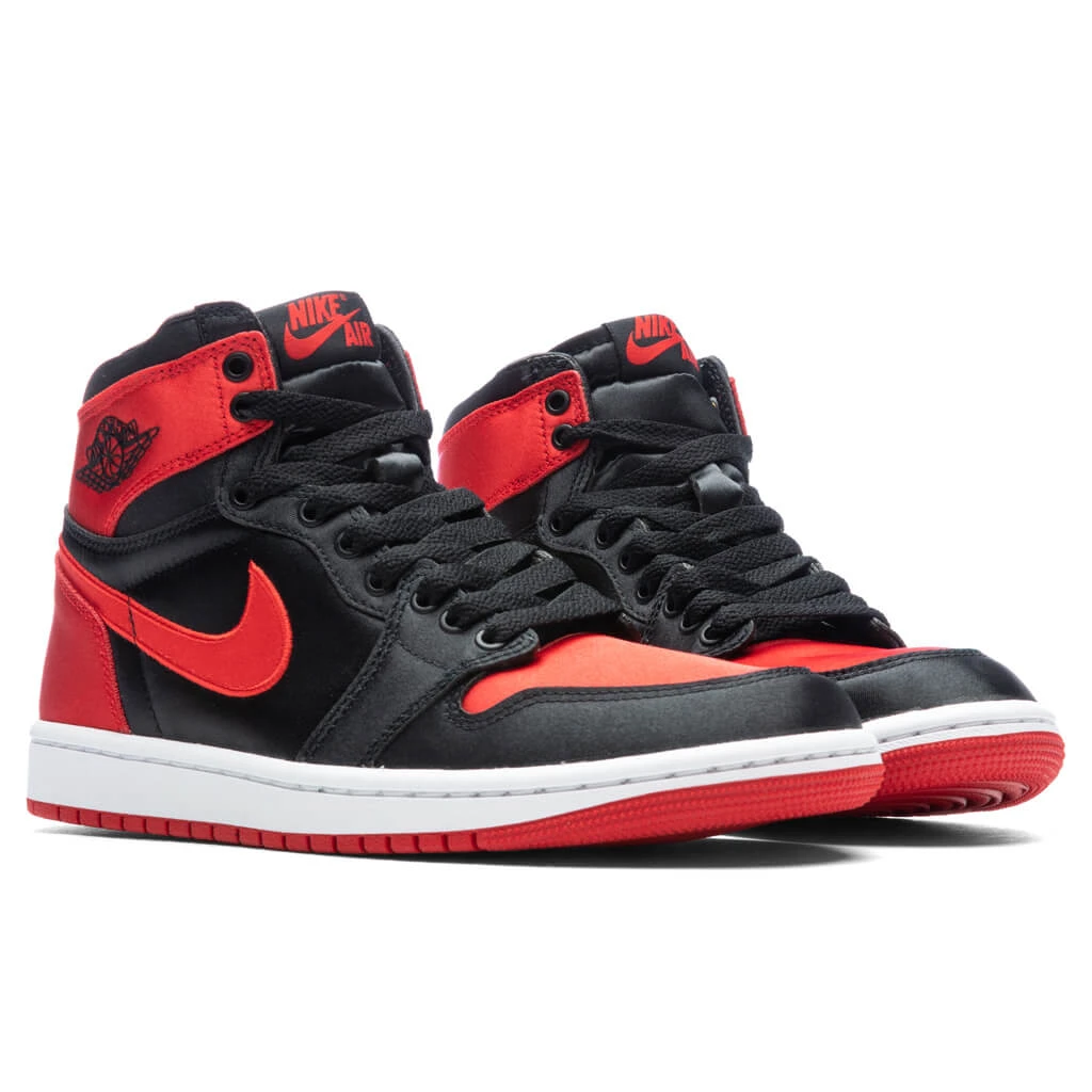 Women's Air Jordan 1 Retro Hi OG 'Satin Bred' - Black/University Red/White 4 Women's Air Jordan 1 Retro Hi OG 'Satin Bred' - Black/University Red/White - Image 2