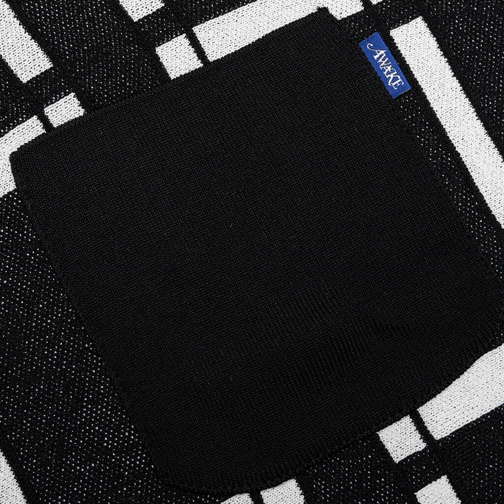 Awake Windowpane Short Sleeve Cardigan - Black/White 5 Awake Windowpane Short Sleeve Cardigan - Black/White - Image 3