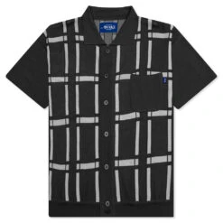 Awake Windowpane Short Sleeve Cardigan - Black/White