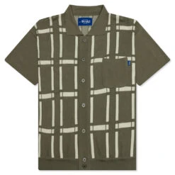 Awake Windowpane Short Sleeve Cardigan - Sand/Light Yellow