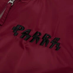 Stacked Pets Varsity Jacket - Deep Red 9 Stacked Pets Varsity Jacket - Deep Red -Fashion Clothing Store By Parra Stacked Pets Varsity Jacket Deep Red 49140 01 28 23 Feature KN 7