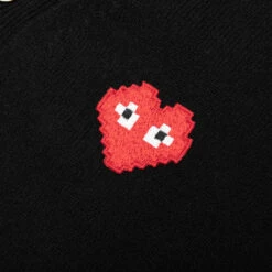 Comme Des Garcons PLAY X The Artist Invader Cardigan - Black -Fashion Clothing Store Comme des Garcons PLAY x the Artist Invader Cardigan Black AZ N084 051 1 06 02 23 Feature KN 6