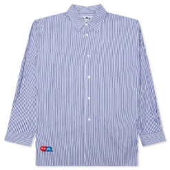 Comme Des Garcons PLAY X The Artist Invader Striped Shirt - Blue/White