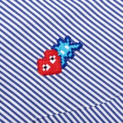 Comme Des Garcons PLAY X The Artist Invader Striped Shirt - Blue/White -Fashion Clothing Store Comme des Garcons PLAY x the Artist Invader Striped Shirt Blue White AZ B026 051 1 09 07 23 Feature VR 8