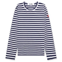 Comme Des Garcons PLAY X The Artist Invader Women's Striped L/S Tee - Blue/White