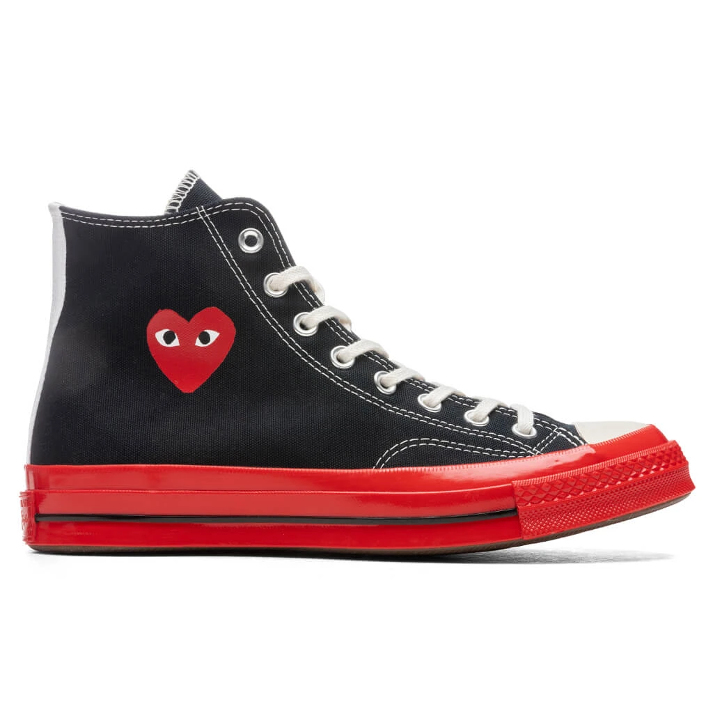 Converse X Comme Des Garcons PLAY All Star Chuck '70 Hi Red Sole - Black 3 Converse X Comme Des Garcons PLAY All Star Chuck '70 Hi Red Sole - Black