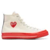 Converse X Comme Des Garcons PLAY All Star Chuck '70 Hi Red Sole - White -Fashion Clothing Store Converse x Comme Des Garcons PLAY All Star Chuck 70 Hi Red Sole White A01794C 06 02 22 Feature JORDAN VR