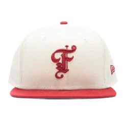 Feature X New Era OE Fitted Cap - Off-White/Pinot Red