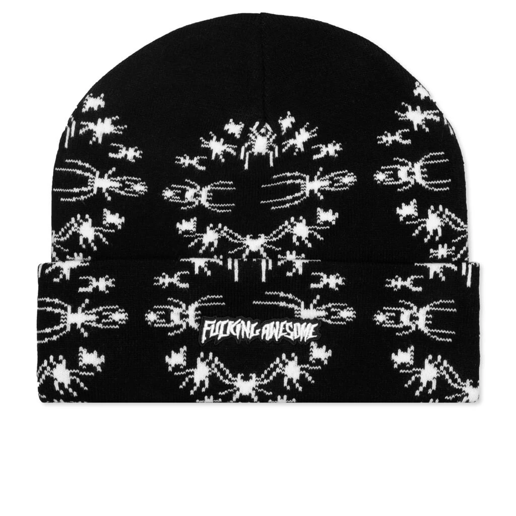 Spider Stamp Cuff Beanie - Black 3 Spider Stamp Cuff Beanie - Black