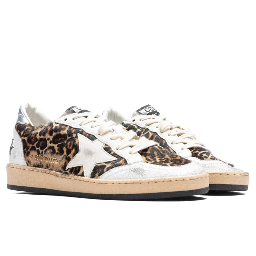Golden Goose Women's Sneakers Leather Nappa Ball Star - Beige Brown Leo/White/Silver 4 Golden Goose Women's Sneakers Leather Nappa Ball Star - Beige Brown Leo/White/Silver - Image 2