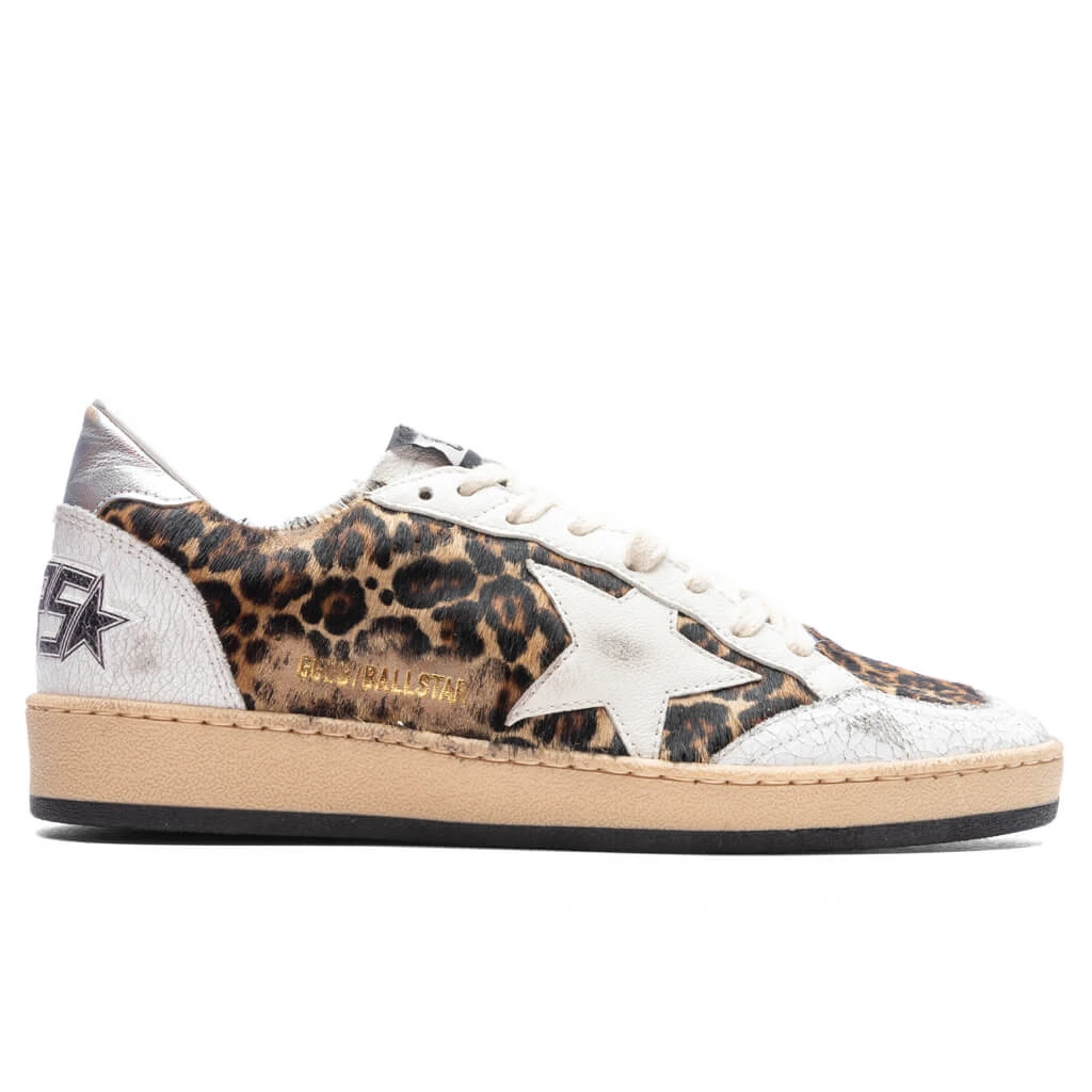 Golden Goose Women's Sneakers Leather Nappa Ball Star - Beige Brown Leo/White/Silver 3 Golden Goose Women's Sneakers Leather Nappa Ball Star - Beige Brown Leo/White/Silver