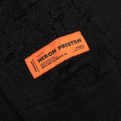 Shredded Knit Crewneck - Black/White -Fashion Clothing Store Heron Preston Shredded Knit Crewneck Black White HMHE011F22KNI0011001 12 14 22 Feature VR 7