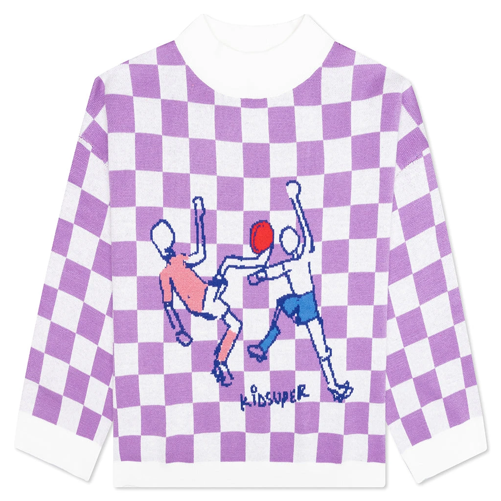 Checkered Soccer Sweater - Purple 3 Checkered Soccer Sweater - Purple
