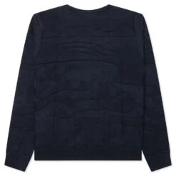 Landscaped Knitted Pullover - Navy Blue 7 Landscaped Knitted Pullover - Navy Blue -Fashion Clothing Store Landscaped Knitted Pullover Navy Blue 50231 09 23 23 Feature KN 4