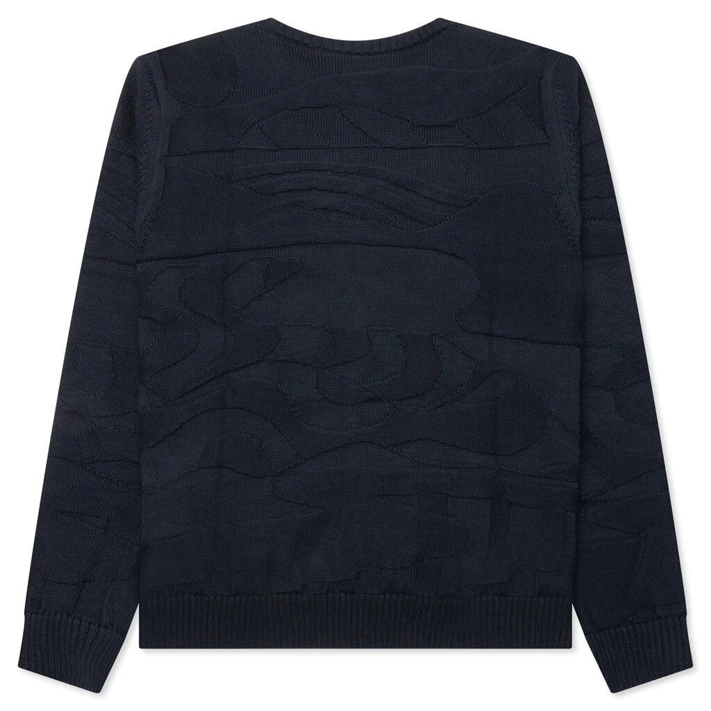 Landscaped Knitted Pullover - Navy Blue 4 Landscaped Knitted Pullover - Navy Blue - Image 2