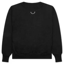 Mock Neck Smile Sweatshirt - Black