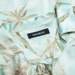 Hemp Leaves Silk S/S Button Down - Hemp Print -Fashion Clothing Store Nahmias Hemp Leaves Silk S S Button Down Hemp Print SS23 W7 SH4 340 02 28 23 Feature VR 8