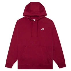 Nike Sportswear Club Fleece Pullover Hoodie - Pomegranate/White