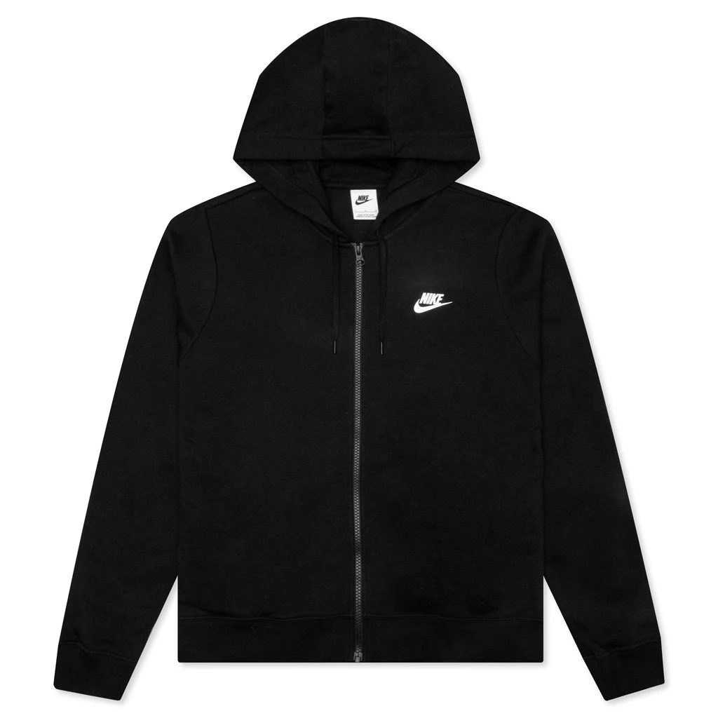 Nike Sportswear Women's Fleece Full-Zip Hoodie - Black/White 3 Nike Sportswear Women's Fleece Full-Zip Hoodie - Black/White