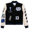 EMB Graphics Leather Varsity - Black/Blue -Fashion Clothing Store Off White c o Virgil Abloh EMB Graphics Leather Varsity Black Blue OMJA097S23LEA0011069 04 30 23 Feature KN MG