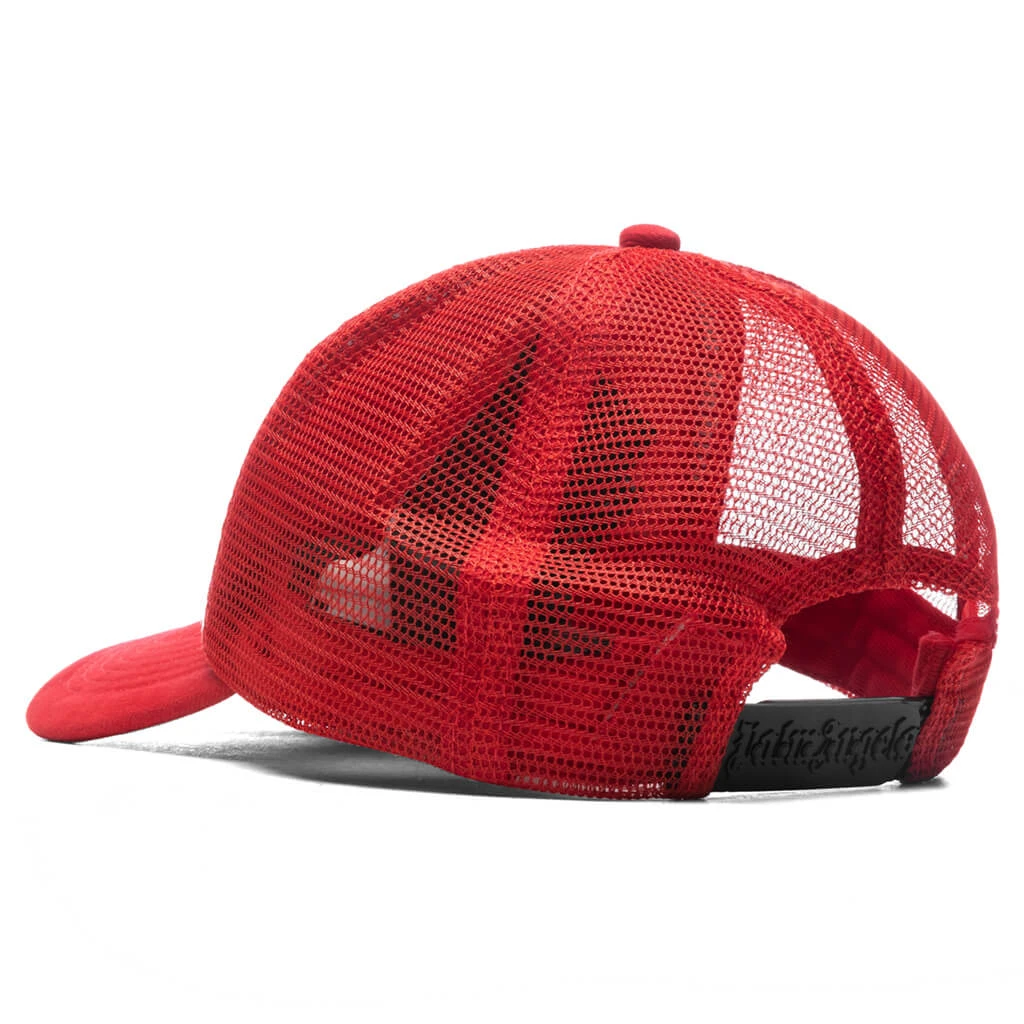Palm Angels Curved Logo Mesh Cap - Red/Black 6 Palm Angels Curved Logo Mesh Cap - Red/Black - Image 4