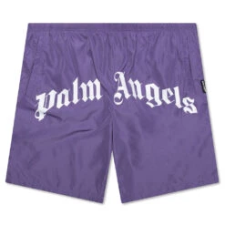 Palm Angels Curved Logo Swim Short - Violet/White