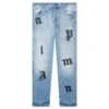 Palm Angels Light Wash Logo Patch Reg 5 Pockets Pant- Light Blue -Fashion Clothing Store Palm Angels Light Wash Logo Patch Reg 5 Pockets Pant Light Blue PMYA033S23DEN0194010 06 18 23 Feature KN