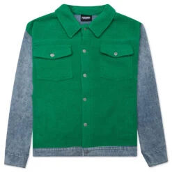 Pleasures Fried Trucker Jacket - Green/Blue