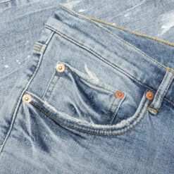 P001 - Light Indigo Knee Slit -Fashion Clothing Store Purple Denim P001 Light Indigo Knee Slit P001 LIKS122 01 29 2022 01 4