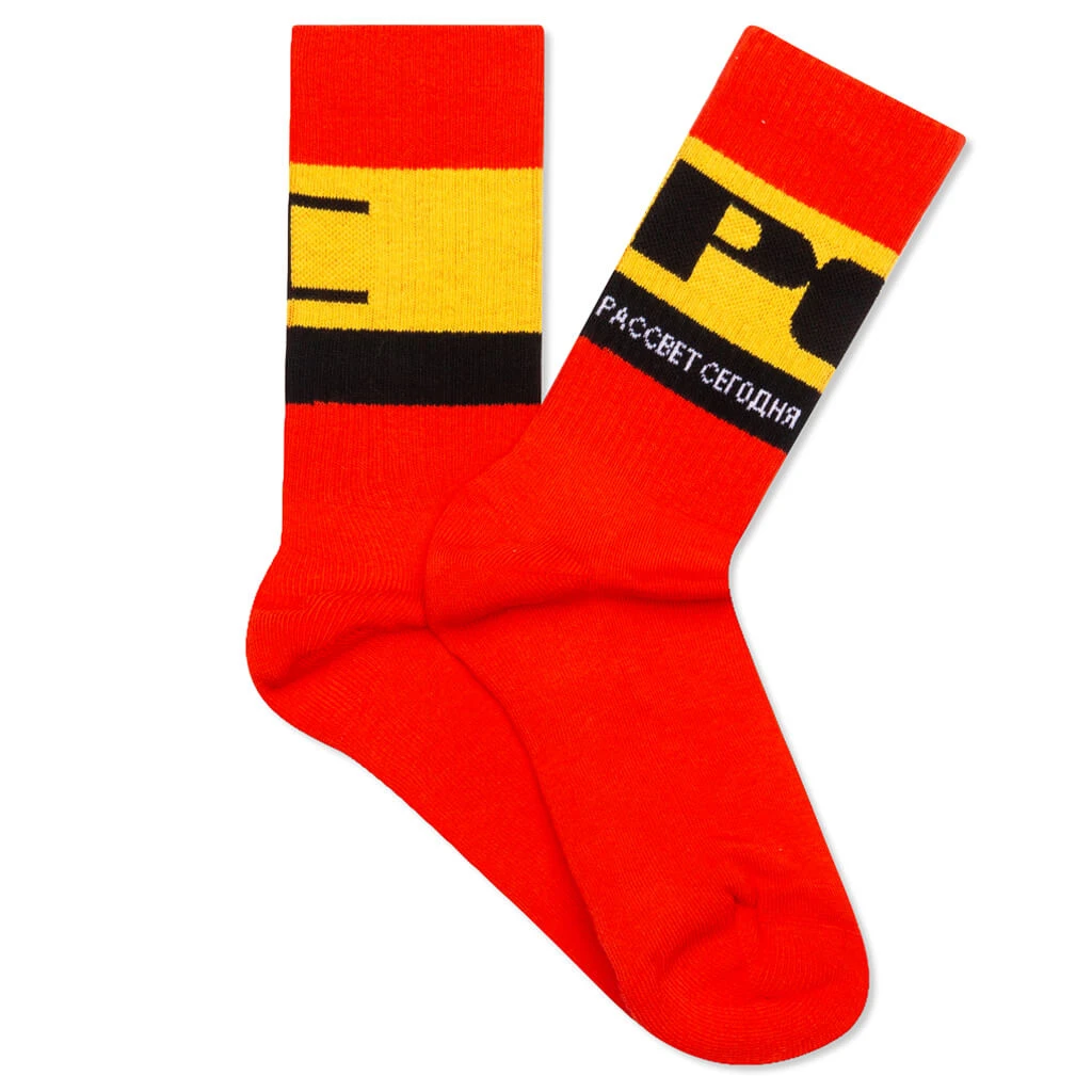 PC Logo Sport Socks - Red 3 PC Logo Sport Socks - Red