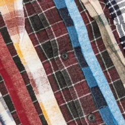 Rebuild By Rebuild Flannel Ribbon Shirt - Burgundy/Olive -Fashion Clothing Store Rebuild by Needles Flannel Shirt Ribbon Shirt Burgundy Olive LQ309 MLT XL 003 12 04 22 Feature JM 5