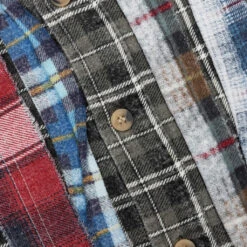 Rebuild By Flannel Shirt Ribbon Shirt - Grey/Olive -Fashion Clothing Store Rebuild by Needles Flannel Shirt Ribbon Shirt Grey Olive LQ309 MLT LG 001 12 04 22 Feature JM 5