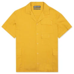 S/S Cotton Cargo Button Down Shirt - Yellow
