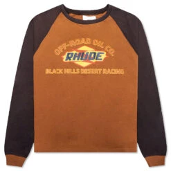 Rhude Black Hills L/S Raglan Sweatshirt - Camel/Black