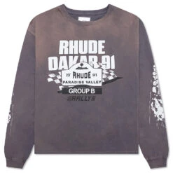 Rhude Dakar 91 L/S Tee - Vintage Grey