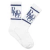 Rhude Scramble Logo Sock - White/Blue -Fashion Clothing Store Rhude Scramble Logo Sock White Blue RHFW22SO070708070807 12 23 22 Feature VR jm