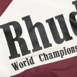Rhude World Champions Jacket - Maroon/White -Fashion Clothing Store Rhude World Champions Jacket Maroon White RHPF22JA10367482 12 23 22 Feature DV 9