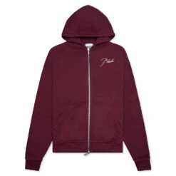 Rhude Zip Up Hoodie - Bordeux