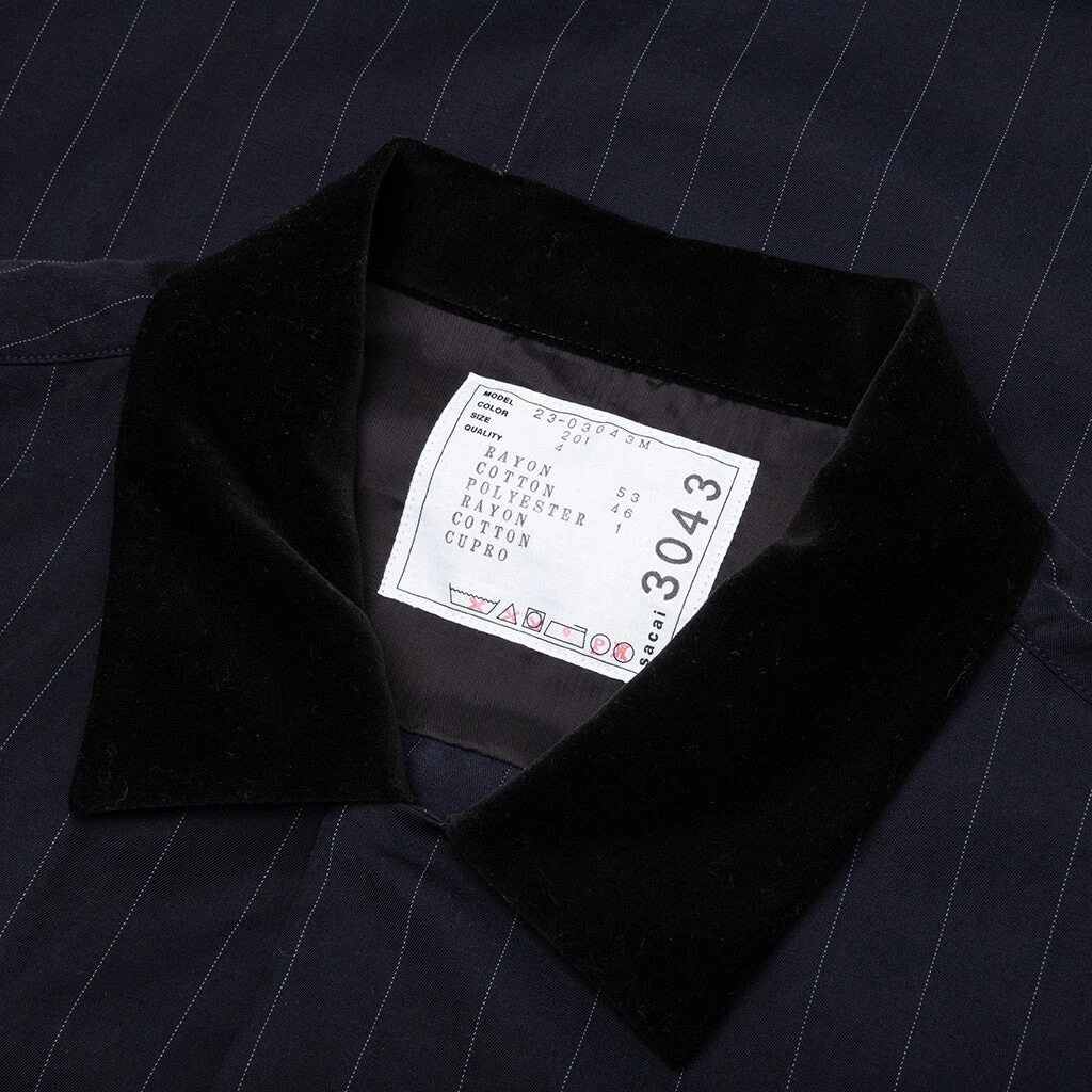 Sacai Chalk Stripe Shirt - Navy 5 Sacai Chalk Stripe Shirt - Navy - Image 3