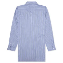 Maison Margiela Striped Long Sleeve Shirt - Blue 8 Maison Margiela Striped Long Sleeve Shirt - Blue -Fashion Clothing Store Shirt Blue Stripes SI1DL0002 S54946 002F 09 14 23 Feature KN 5