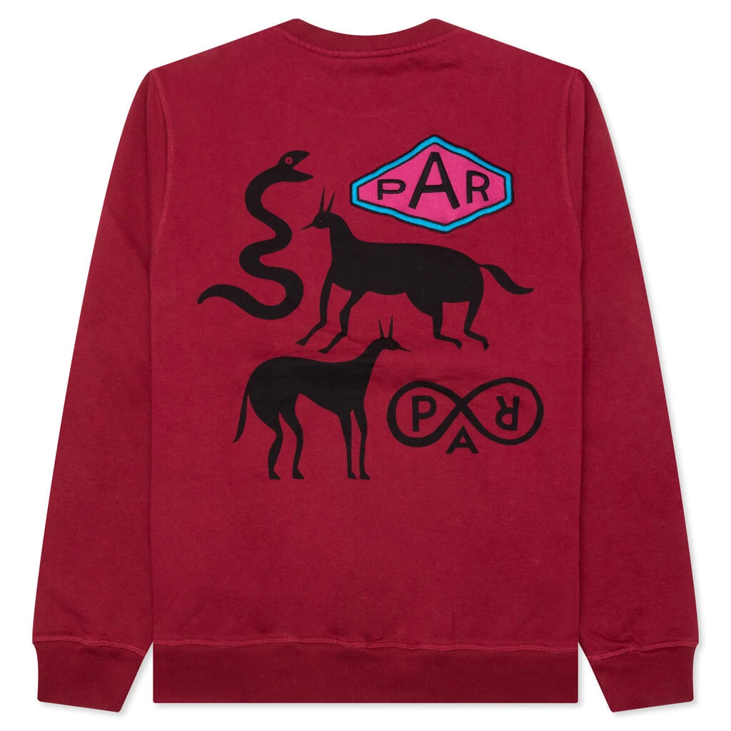 Snaked By A Horse Crewneck Sweatshirt - Beet Red 4 Snaked By A Horse Crewneck Sweatshirt - Beet Red - Image 2