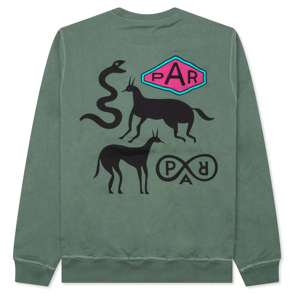 Snaked By A Horse Crewneck Sweatshirt - Pine Green 4 Snaked By A Horse Crewneck Sweatshirt - Pine Green - Image 2