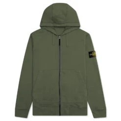 Stone Island Hooded Full Zip Sweatshirt 64220 - Sage Green