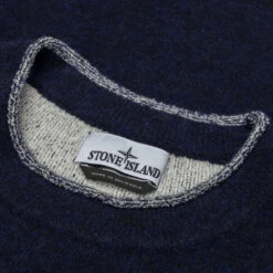 Stone Island Crewneck Knit Sweater - Navy Blue -Fashion Clothing Store Stone Island Crewneck Knit Sweater Navy Blue MO7715543C1 V0020 01 16 23 Feature KN 8