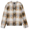 Stussy Hairy Plaid Cardigan - Gold -Fashion Clothing Store Stussy Hairy Plaid Cardigan Gold 117169 02 11 23 Feature KN