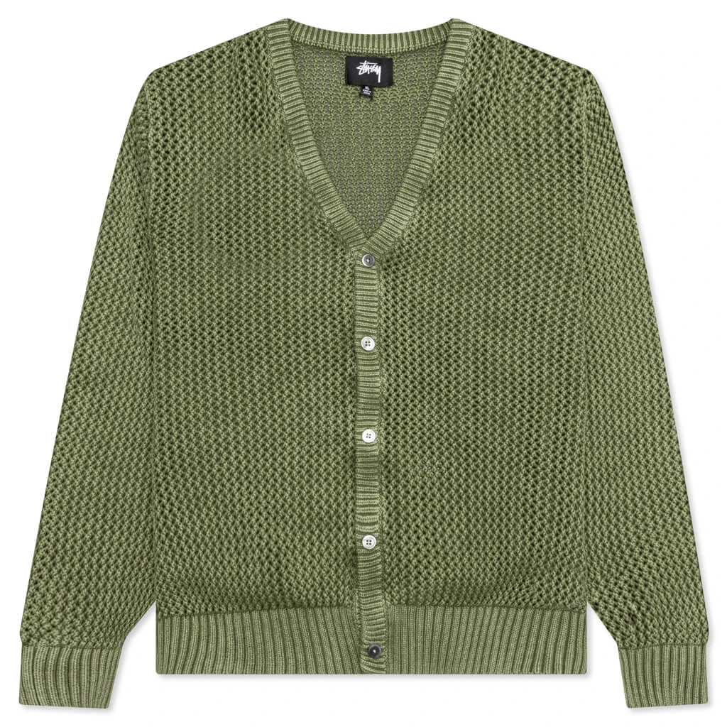 Stussy Loose Gauge Cardigan - Olive 3 Stussy Loose Gauge Cardigan - Olive