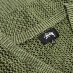 Stussy Loose Gauge Cardigan - Olive 9 Stussy Loose Gauge Cardigan - Olive -Fashion Clothing Store Stussy Loose Gauge Cardigan Olive 117164 02 10 23 Feature KN 9
