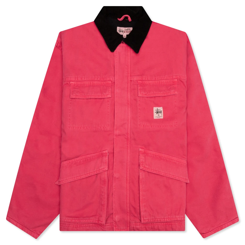 Stussy Washed Canvas Shop Jacket - Hot Pink 3 Stussy Washed Canvas Shop Jacket - Hot Pink